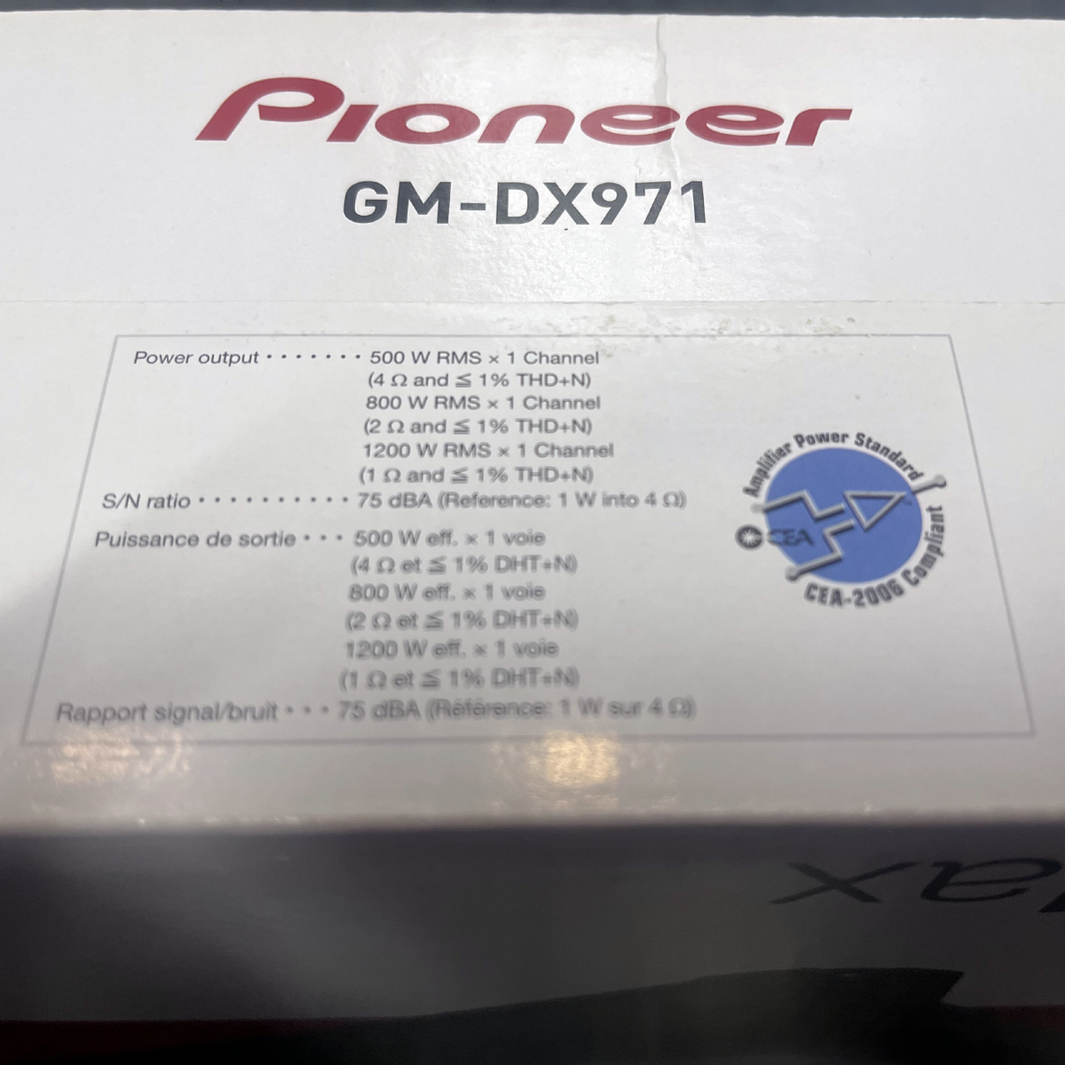 Pioneer GM-DX971 1-Channel Subwoofer Amplifier 1200W RMS